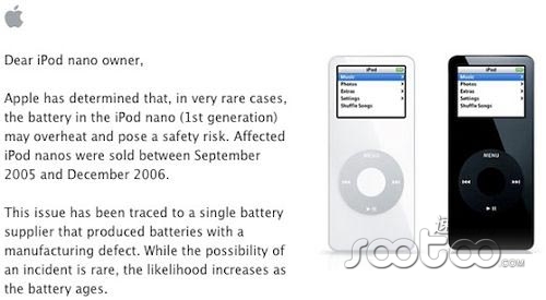 苹果召回ipod nano 系电池过热问题