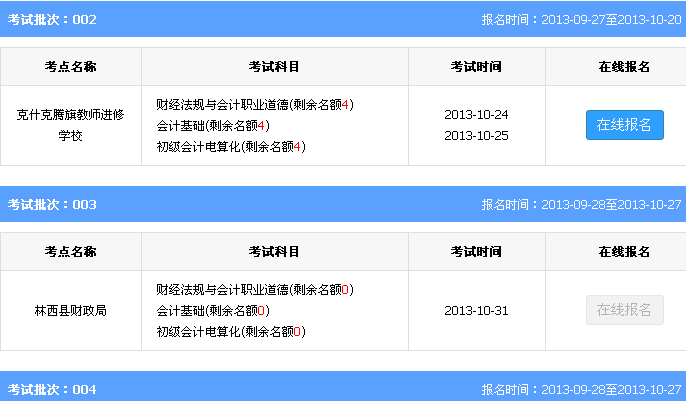 赤峰2013年下半年会计从业资格考试时间公布:10月24日起