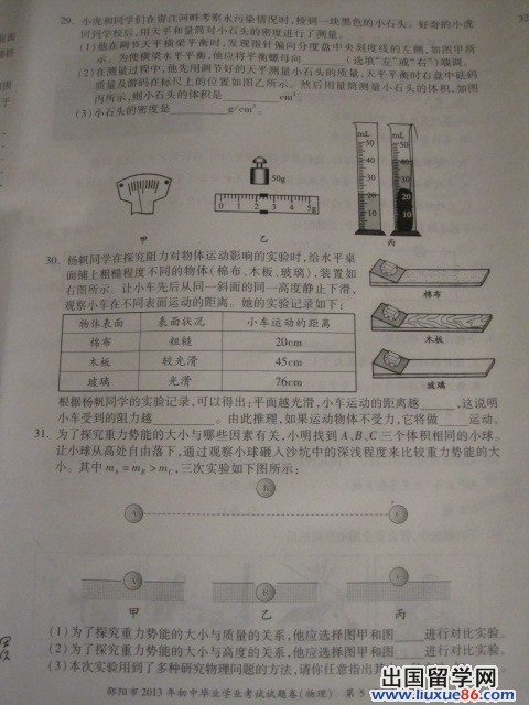 湖南邵阳2013年中考物理真题及答案（图片版）