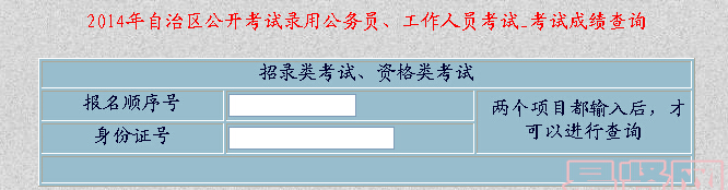 2014年新疆公务员考试成绩查询入口