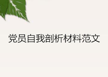 党员自我剖析材料范文
