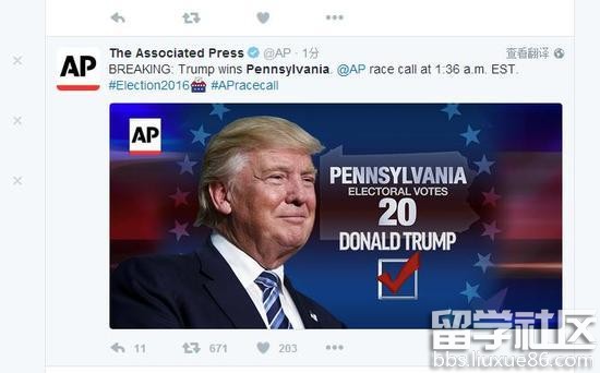 2016美国总统大选结果