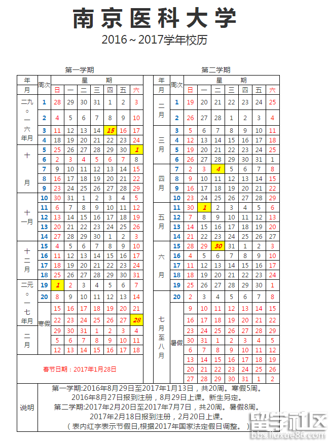 南京医科大学2017年暑假时间