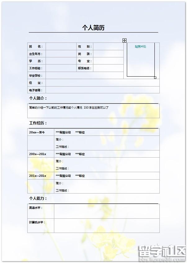 2017彩色个人简历表格