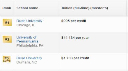 2019美国研究生初级护理专业排名