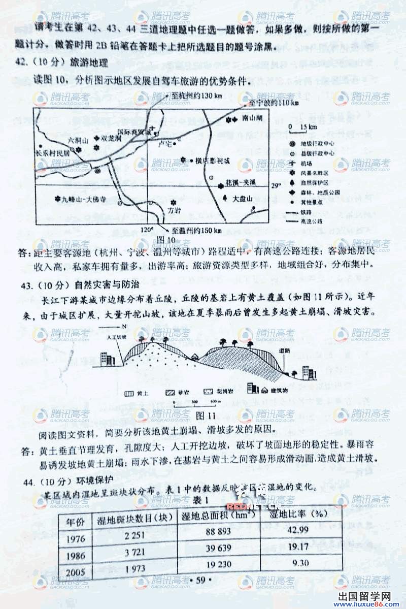 2011新课标高考文综答案