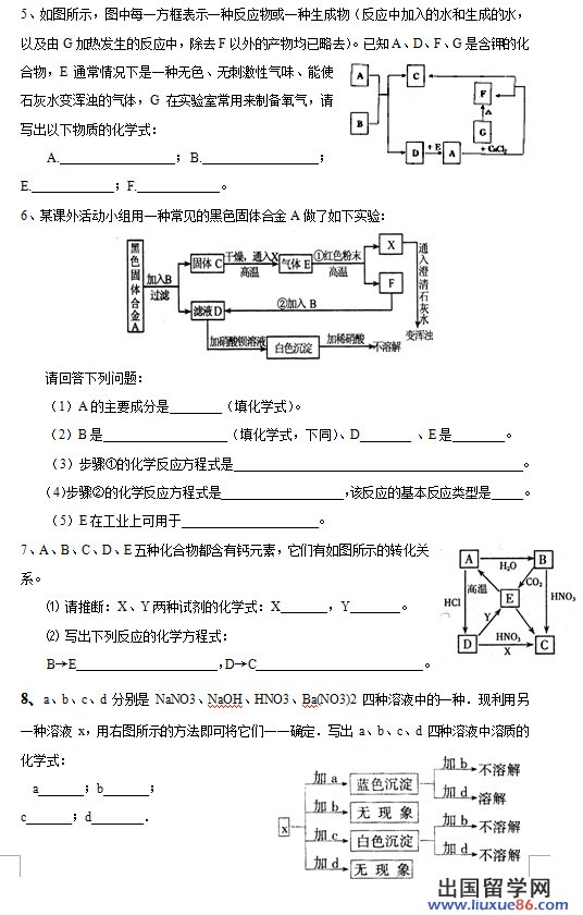 人大附中内部化学习题：框图式推断题