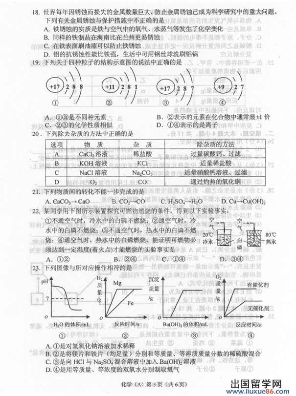 2012甘肃兰州中考化学试题