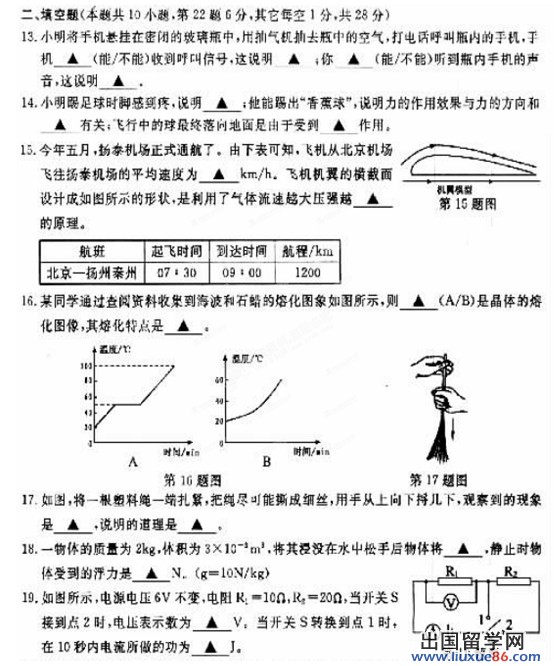 2012江苏扬州中考物理试题