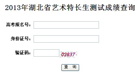 2013年湖北省艺术特长生测试成绩查询