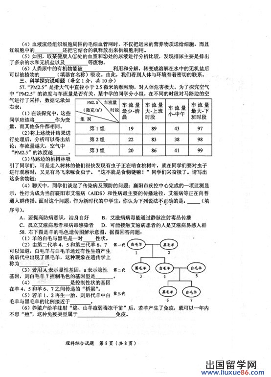 2013襄阳中考理综
试题