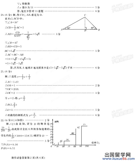 内蒙古呼和浩特2013年中考数学答案（图片版）案