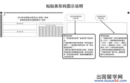 研究生考试粘贴条形码图示说明