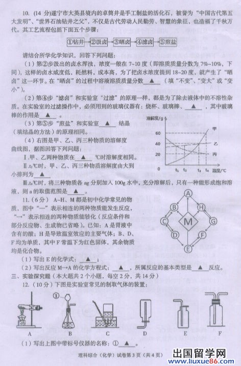 四川遂宁2013年中考化学试题（图片版）