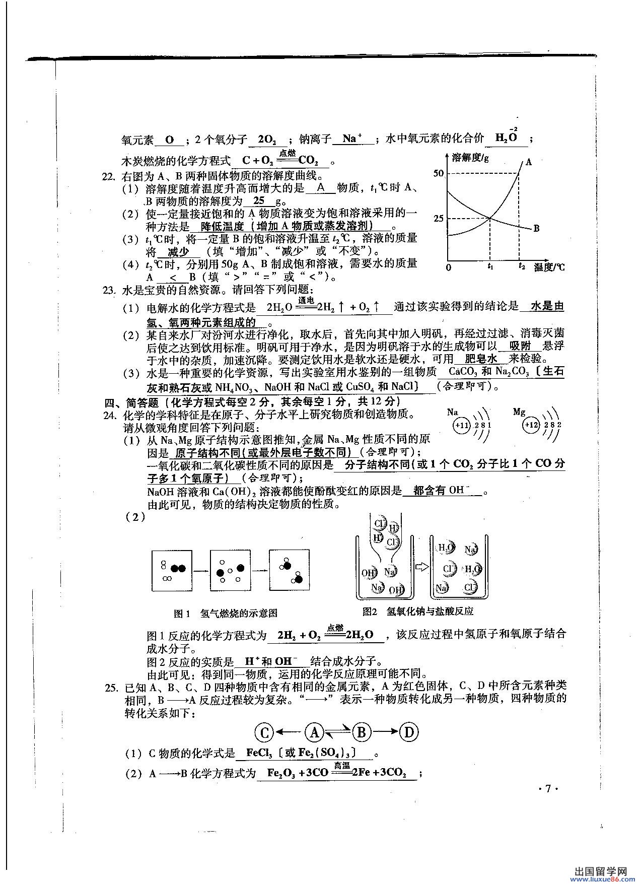 山西2013年中考化学试题（图片版）