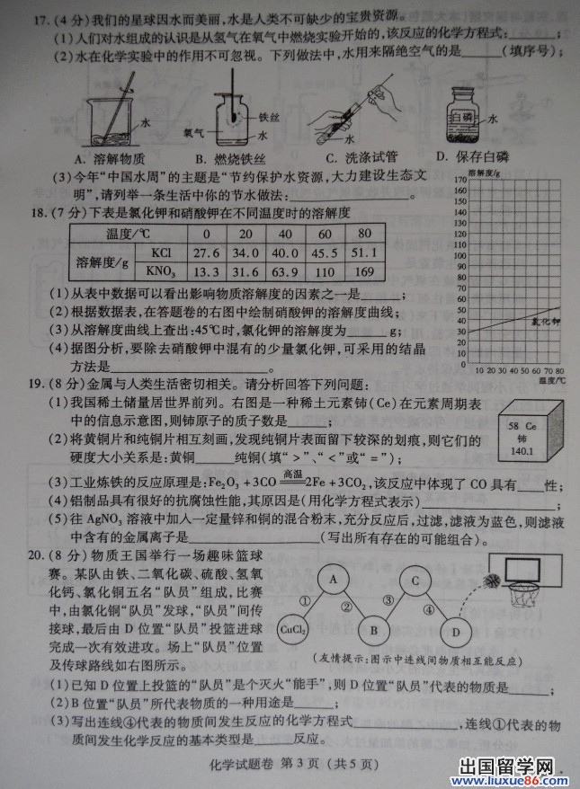 江西省2013年中考化学试题（图片版）