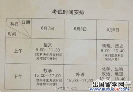 苏州2014年高考考点公布 每个考点将配备一名配枪警察