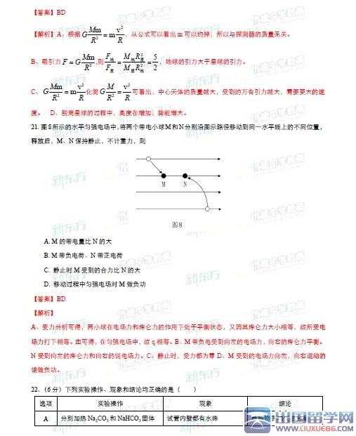 2015广东高考理综试题答案