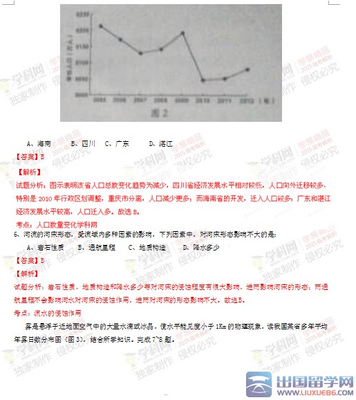 2015广东高考文综试题答案