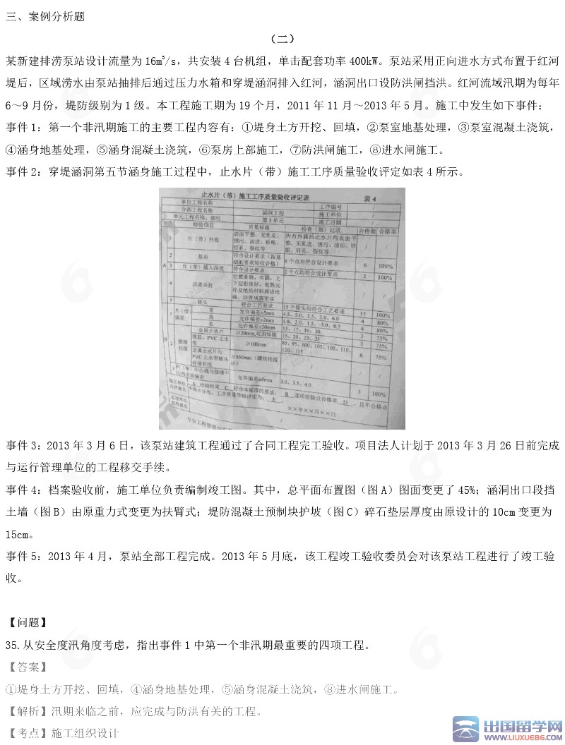 2015年二建水利水电工程实务真题及答案（案例分析题）