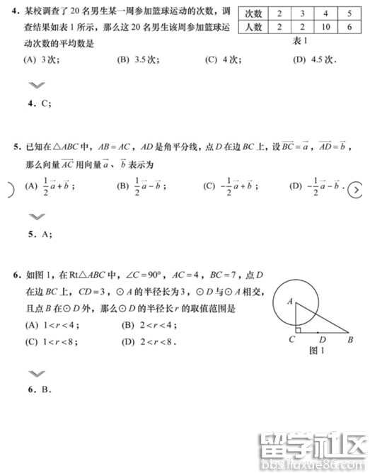 2016上海中考数学答案