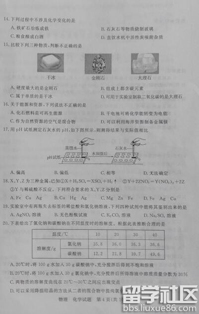 2016山东枣庄中考化学试题