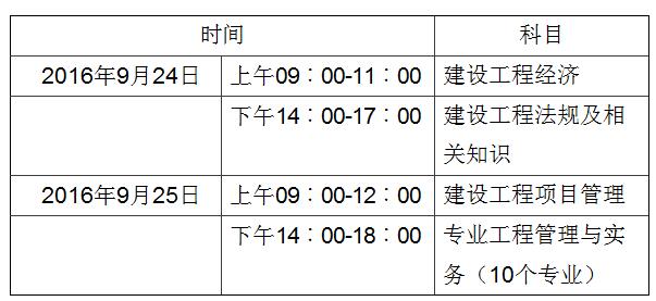 2016年广西一级建造师考试时间