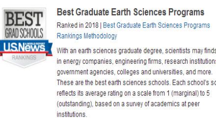 2019美国研究生地球科学专业大学排名