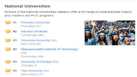 2019US News美国综合性大学排名Top100