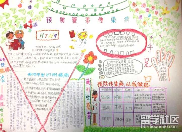 小学一年级夏季防病手抄报