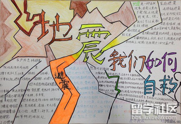 小学四年级防震救灾手抄报图片