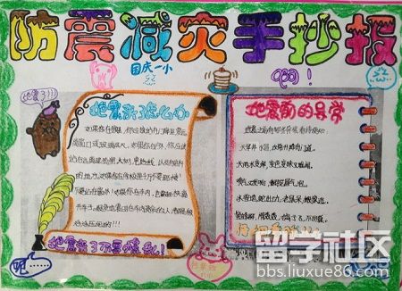 小学四年级防震救灾手抄报图片