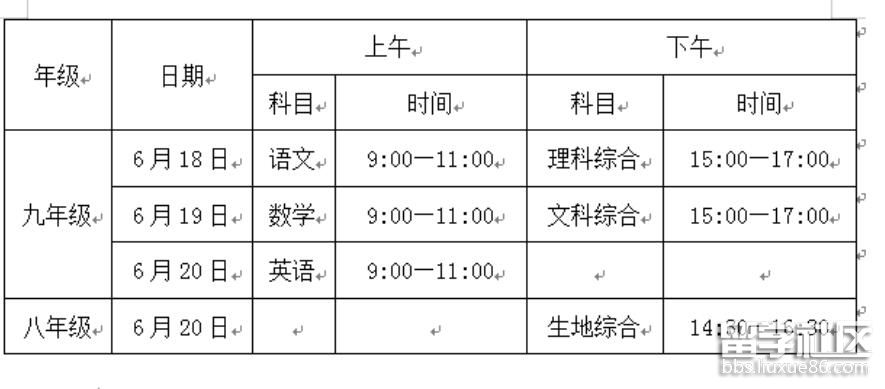 2022年湖南郴州中考时间安排