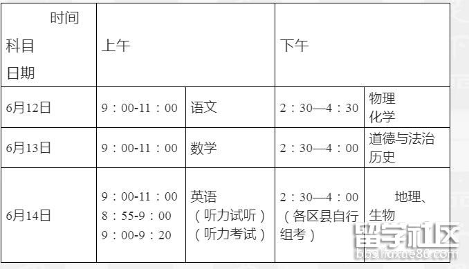 2022重庆中考时间