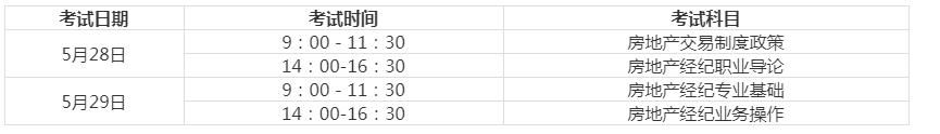 2022上半年房地产经纪人考试时间安排